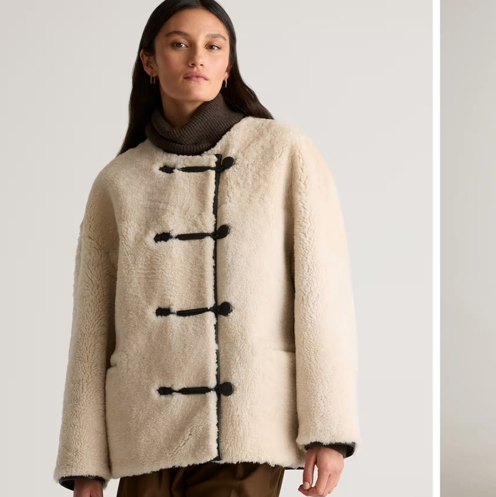 Quince Shearling Duffle Jacket - Cream Shearling